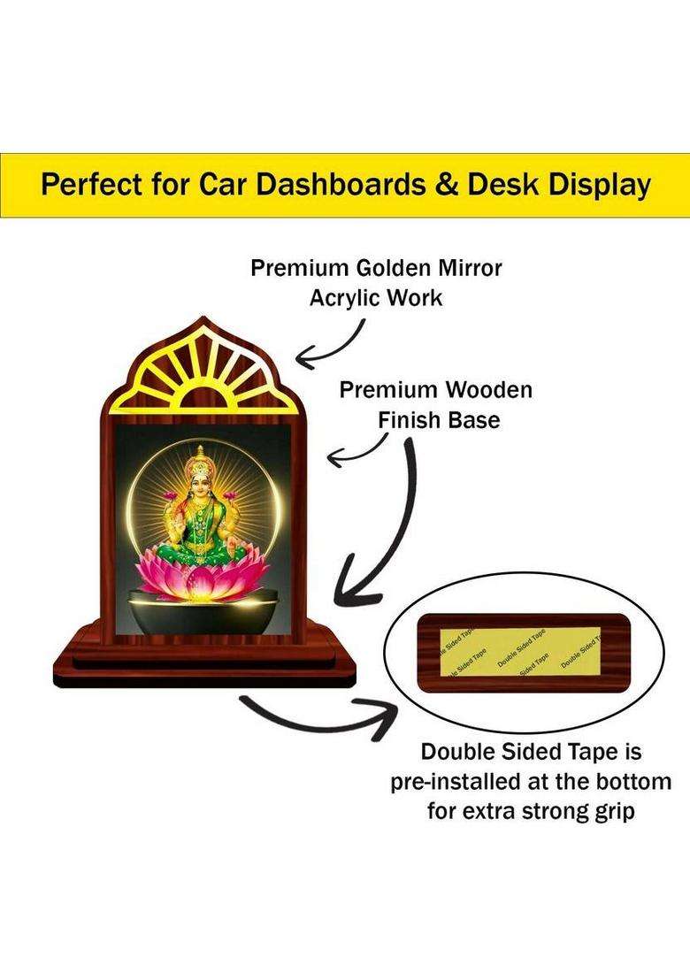 Giftsrange Lakshmi Laxmi Mahalaxmi Car Dashboard Idol Premium Decorative Showpiece - 10 Cm(Wood Multicolor) - Indya
