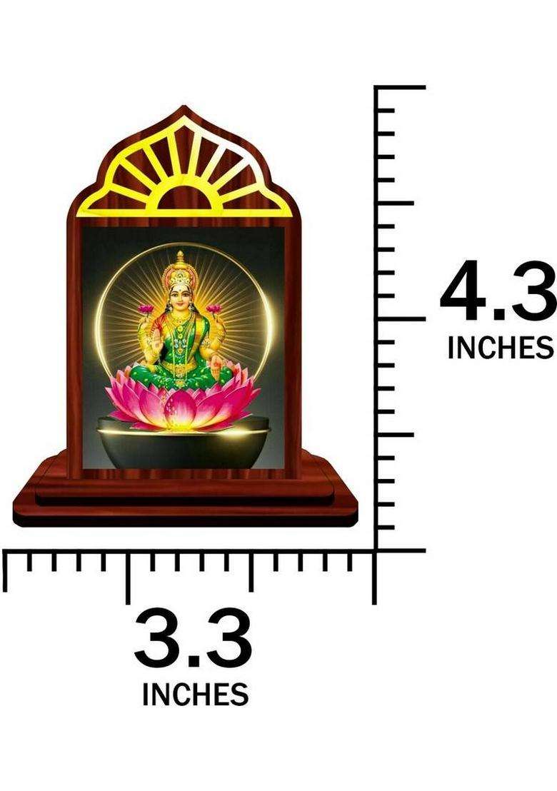 Giftsrange Lakshmi Laxmi Mahalaxmi Car Dashboard Idol Premium Decorative Showpiece - 10 Cm(Wood Multicolor) - Indya