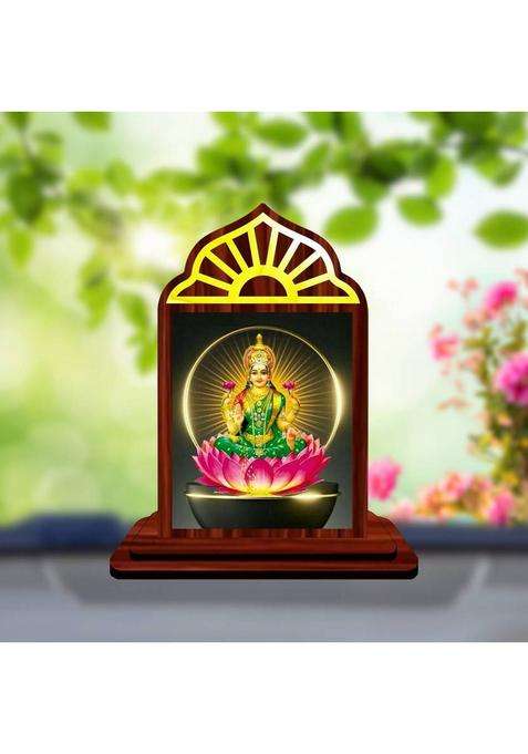 Giftsrange Lakshmi Laxmi Mahalaxmi Car Dashboard Idol Premium Decorative Showpiece - 10 Cm(Wood Multicolor)
