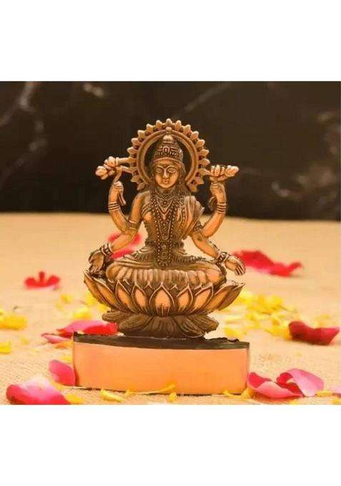 Daridra Bhanjan Maa Laxmi Idol 12Cm Copper Finish For Home/Temple/Car/Office/Pooja Decorative Showpiece - 12 Cm(Metal Brown)