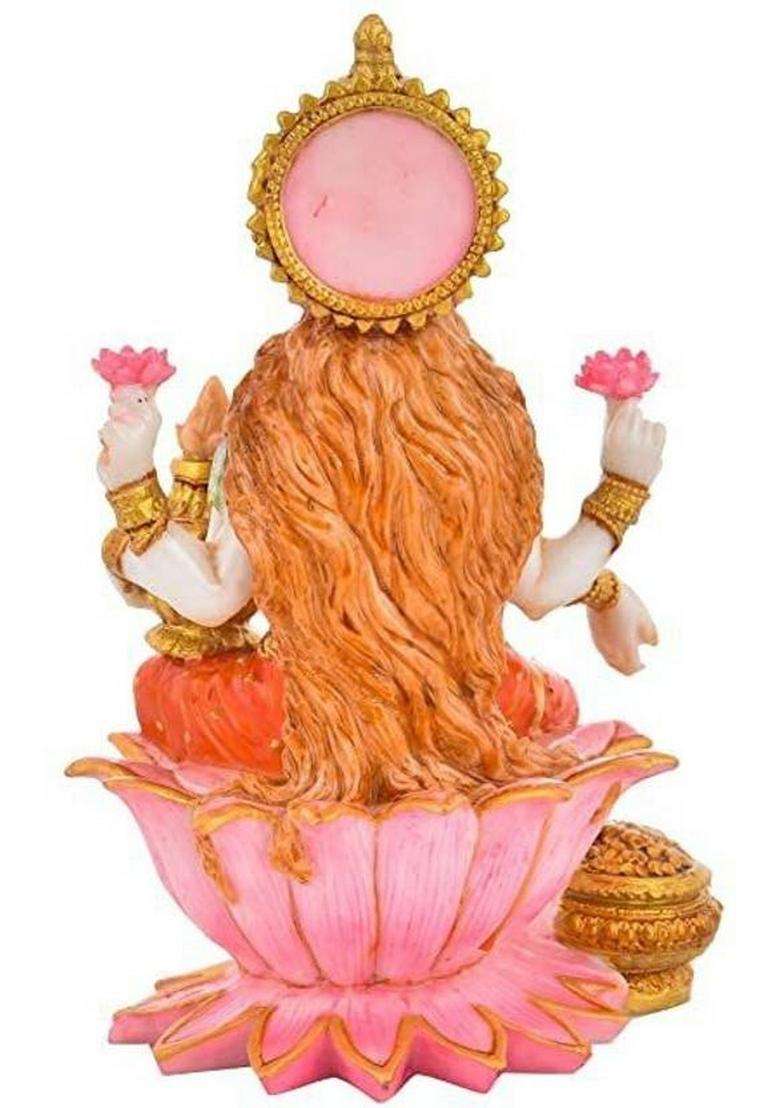 Soni Craft Godess Lakshmi Ji Sculpture For Pooja Room Desk Organizer (7 X 4 Inch) Decorative Showpiece - 10.16 Cm(Polyresin Multicolor) - Indya