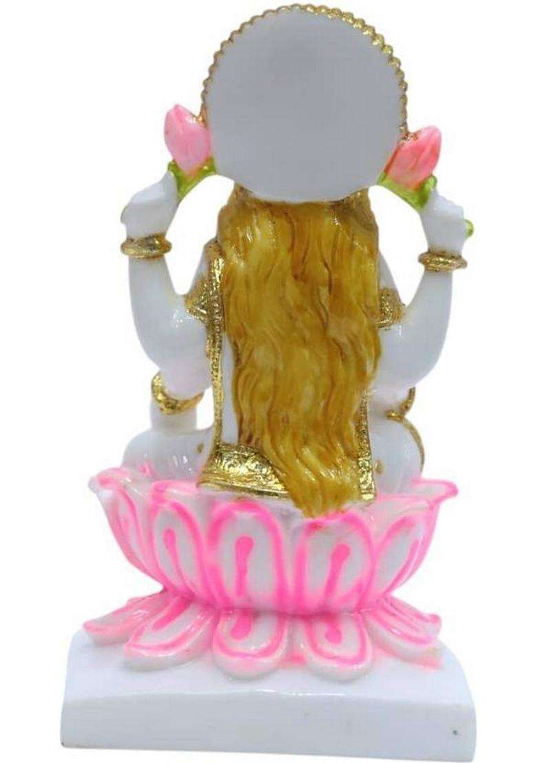 Ani Divine Big 7 Inch Marble Dust Laxmi Mata Idol Mahalakshmi Murti For Temple Decorative Showpiece - 17 Cm(Resin Multicolor) - Indya