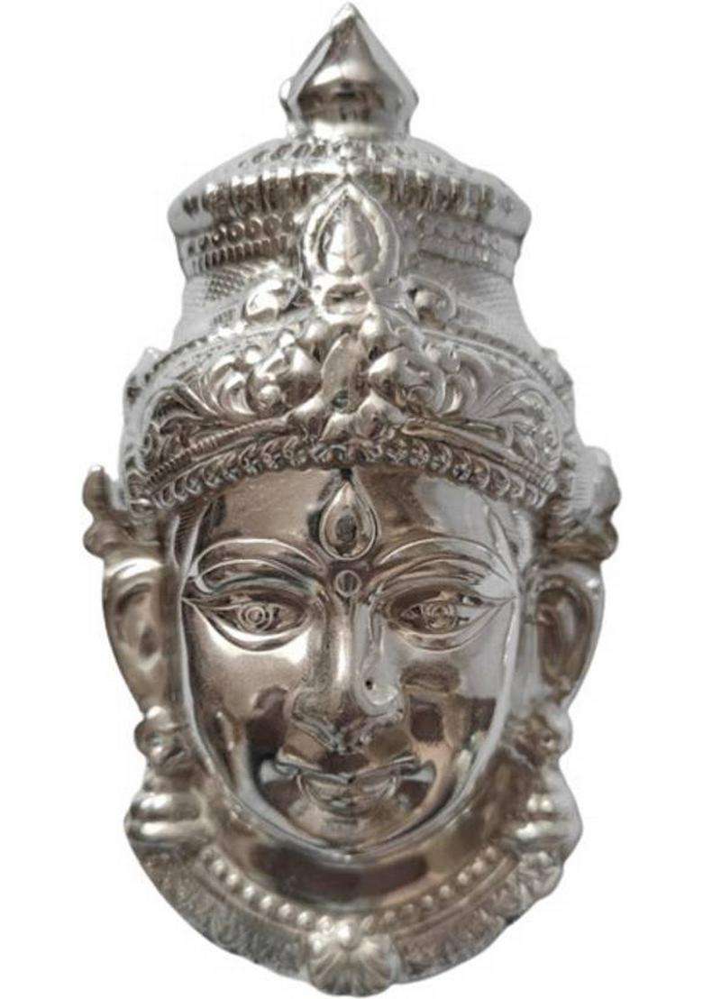 Sirgan Varalakshmi German Silver Face For Navaratri/Nonbu Pooja Decoration Height 6Inc Decorative Showpiece - 18 Cm(Silver Plated Silver) - Indya