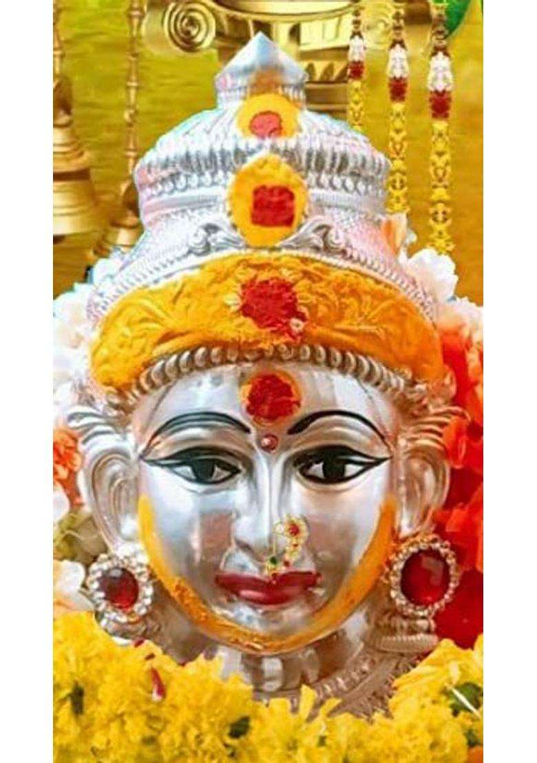 Sirgan Varalakshmi German Silver Face For Navaratri/Nonbu Pooja Decoration Height 6Inc Decorative Showpiece - 18 Cm(Silver Plated Silver) - Indya