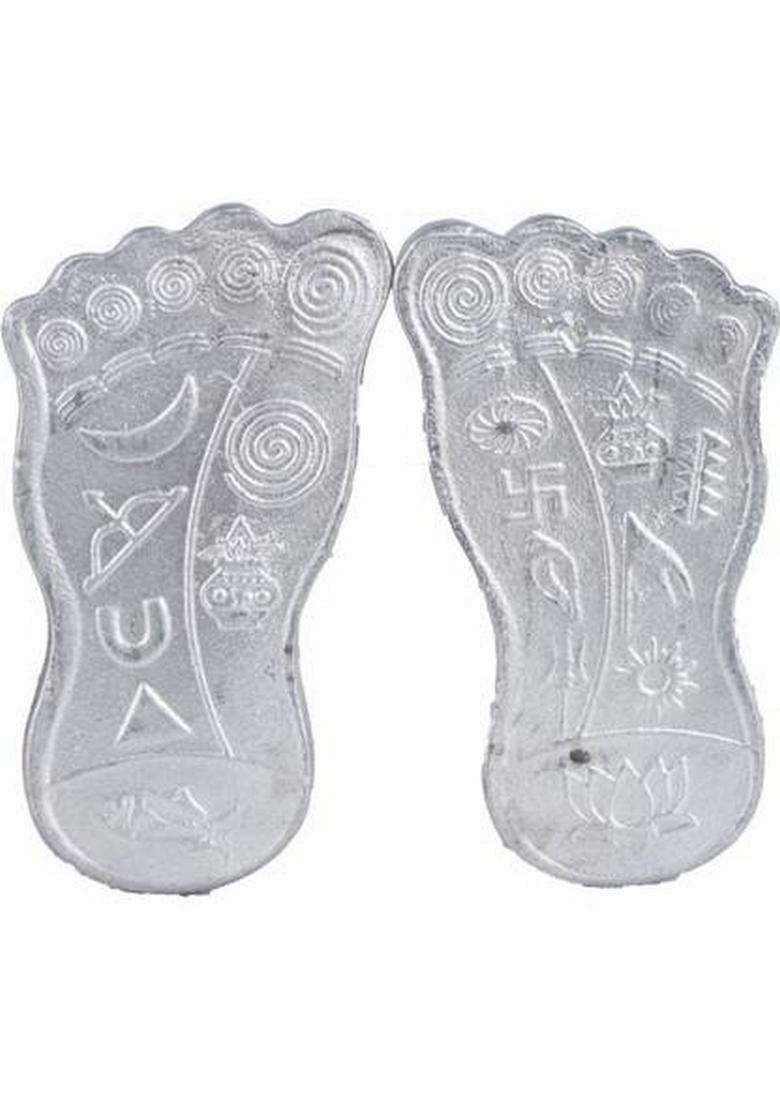 Maharudraastro Parad/Mercury Laxmi Charan Paduka Set For Diwali Pooja (75-80Gm) Decorative Showpiece - 5.5 Cm(Metal Silver) - Indya