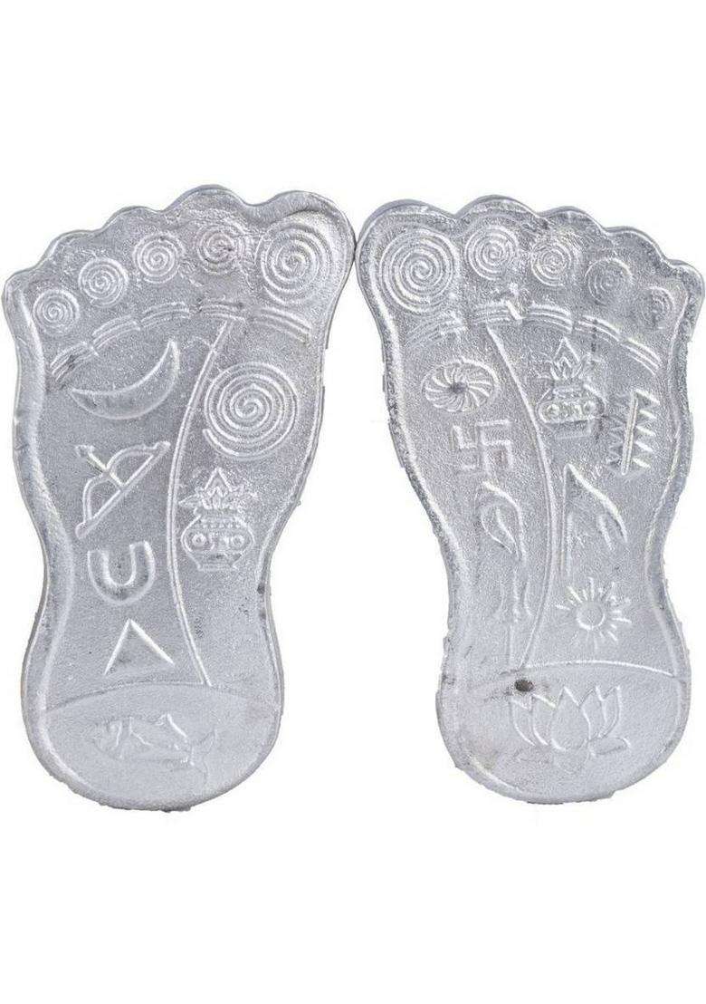 Maharudraastro Parad/Mercury Laxmi Charan Paduka Set For Diwali Pooja (75-80Gm) Decorative Showpiece - 5.5 Cm(Metal Silver) - Indya