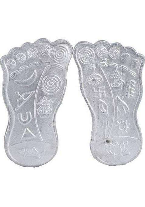 Maharudraastro Parad/Mercury Laxmi Charan Paduka Set For Diwali Pooja (75-80Gm) Decorative Showpiece - 5.5 Cm(Metal Silver)