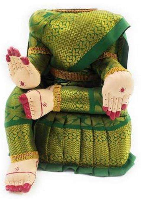 Epoojacart Ammavari Body - Amman Idol For Pooja- Fabric Ammavari Idol - Amman Doll (12 Inches) Decorative Showpiece - 20 Cm(Fabric Green)