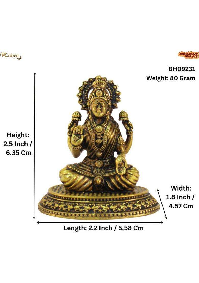 Kalarambh Brass Laxmi Idol Decorative Showpiece - 6.35 Cm(Brass Yellow) - Indya