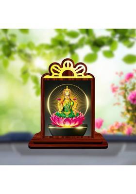 Giftsrange Lakshmi Laxmi Mahalaxmi Car Dashboard Idol Premium Decorative Showpiece - 9.5 Cm(Wood Multicolor)
