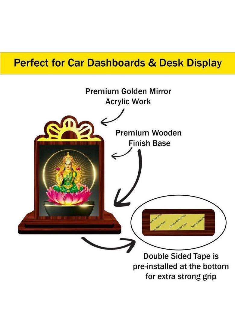 Giftsrange Lakshmi Laxmi Mahalaxmi Car Dashboard Idol Premium Decorative Showpiece - 9.5 Cm(Wood Multicolor) - Indya