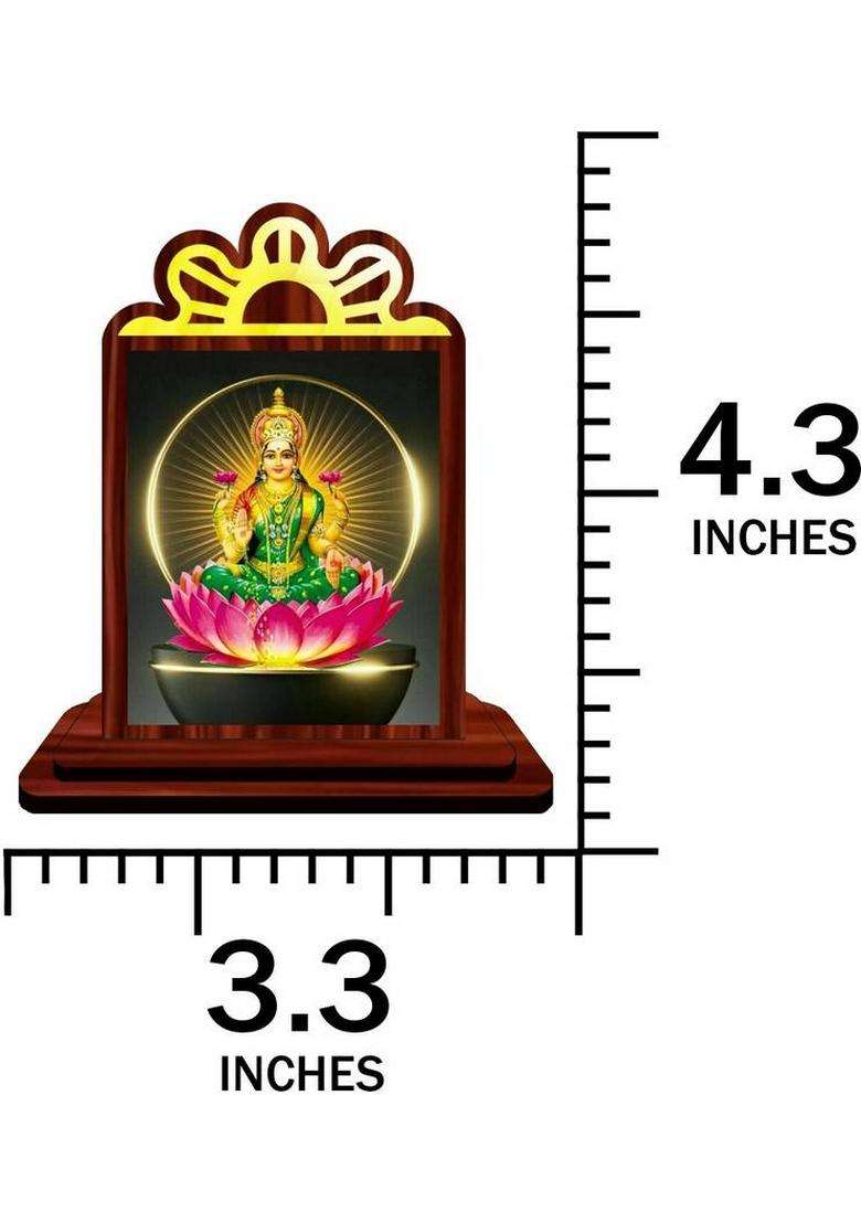 Giftsrange Lakshmi Laxmi Mahalaxmi Car Dashboard Idol Premium Decorative Showpiece - 9.5 Cm(Wood Multicolor) - Indya