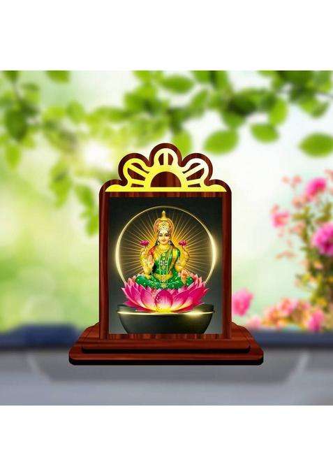 Giftsrange Lakshmi Laxmi Mahalaxmi Car Dashboard Idol Premium Decorative Showpiece - 9.5 Cm(Wood Multicolor)