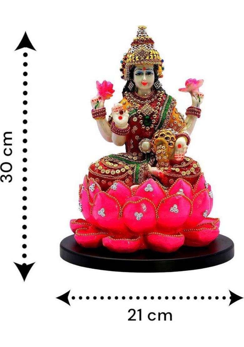 Prg Decorative Resin Laxmi Ji Showpiece For Home Decoration Decorative Showpiece - 30 Cm(Resin Multicolor) - Indya