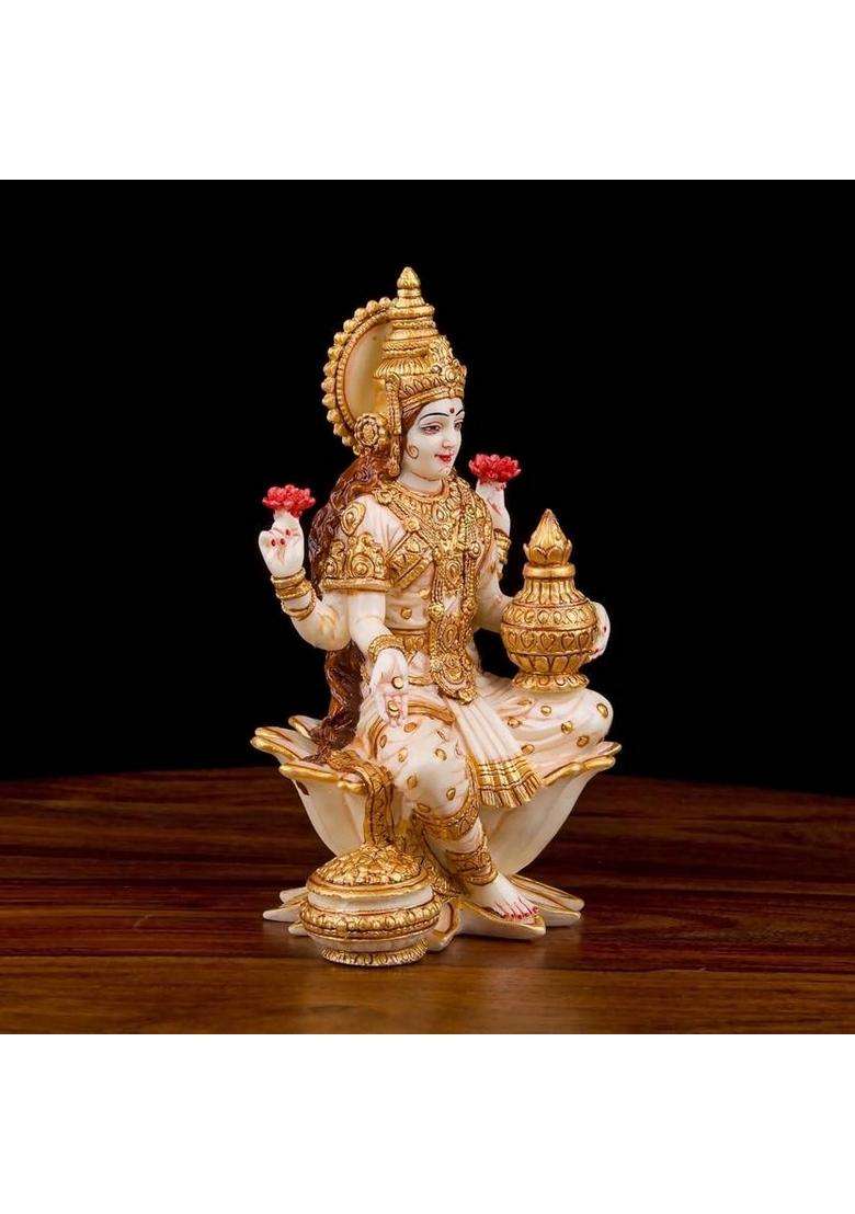 Mishtukocrafts Lakshmi White Decorative Showpiece - 18 Cm(Resin White Gold) - Indya