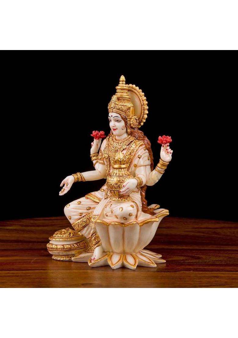 Mishtukocrafts Lakshmi White Decorative Showpiece - 18 Cm(Resin White Gold) - Indya