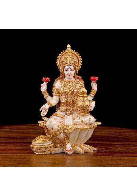 Mishtukocrafts Lakshmi White Decorative Showpiece - 18 Cm(Resin White Gold)