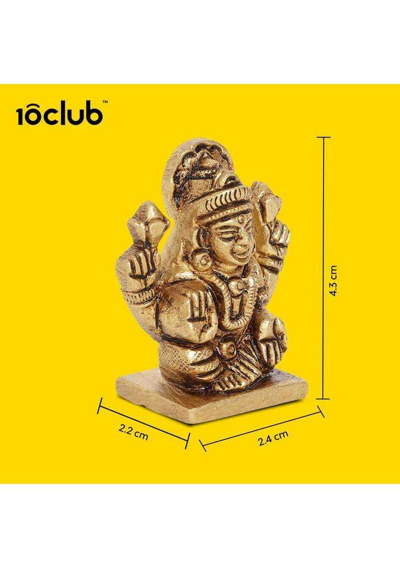 10Club Goddess Lakshmi Idol -1 Pc Lakshmi Sitting For DeskCar Decorative Showpiece - 4.3 Cm(Brass Yellow) - Indya