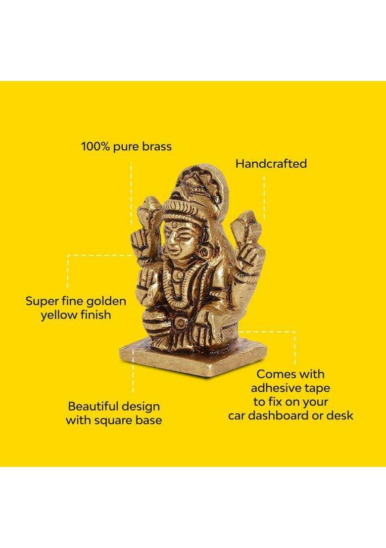 10Club Goddess Lakshmi Idol -1 Pc Lakshmi Sitting For DeskCar Decorative Showpiece - 4.3 Cm(Brass Yellow) - Indya