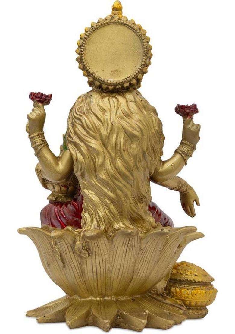 Shri Ji Art Gold-Plated Lakshmi Idol For Pooja Home Temple Gifting & Spiritual Decor Decorative Showpiece - 18 Cm(Resin Multicolor) - Indya