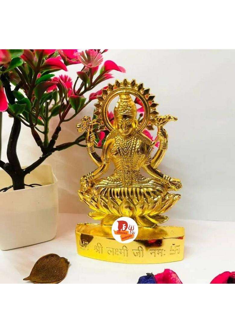 Daridra Bhanjan Shri Laxmi Idol For Puja Laxmi Murti For Diwali Puja Diwali Puja Murti Decorative Showpiece - 11 Cm(Metal Gold) - Indya