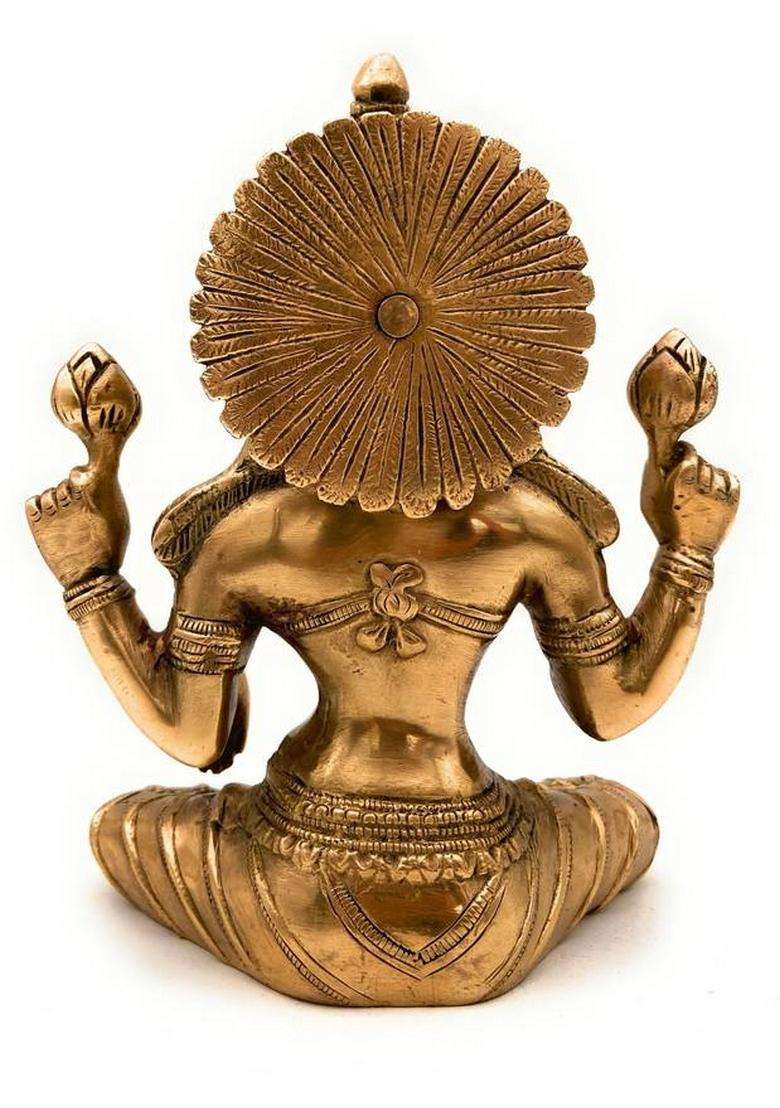 Bhunes Brass Maha Laxmi Laxmi Idol Lakshmi Idol Brass Lakshmi Brass Statue Lakshmi Goddess Statues Goddess Lakshmi Statue Brass Laxmi Sculpture Decorative Showpiece - 19 Cm(Brass Gold) - Indya