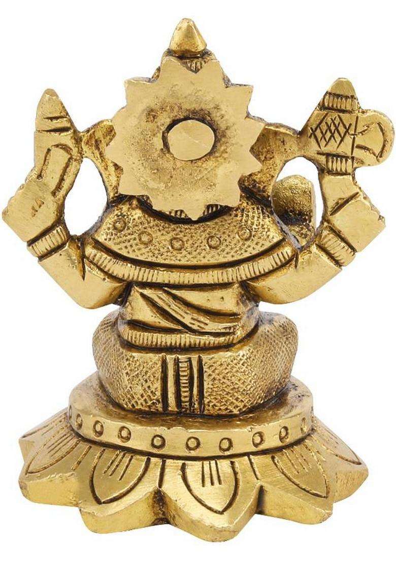Shreeyaash Brass Kamal Ganesh Figurine Elegant Spiritual Decor By Shreeyaash Decorative Showpiece - 6 Cm(Brass Gold) - Indya