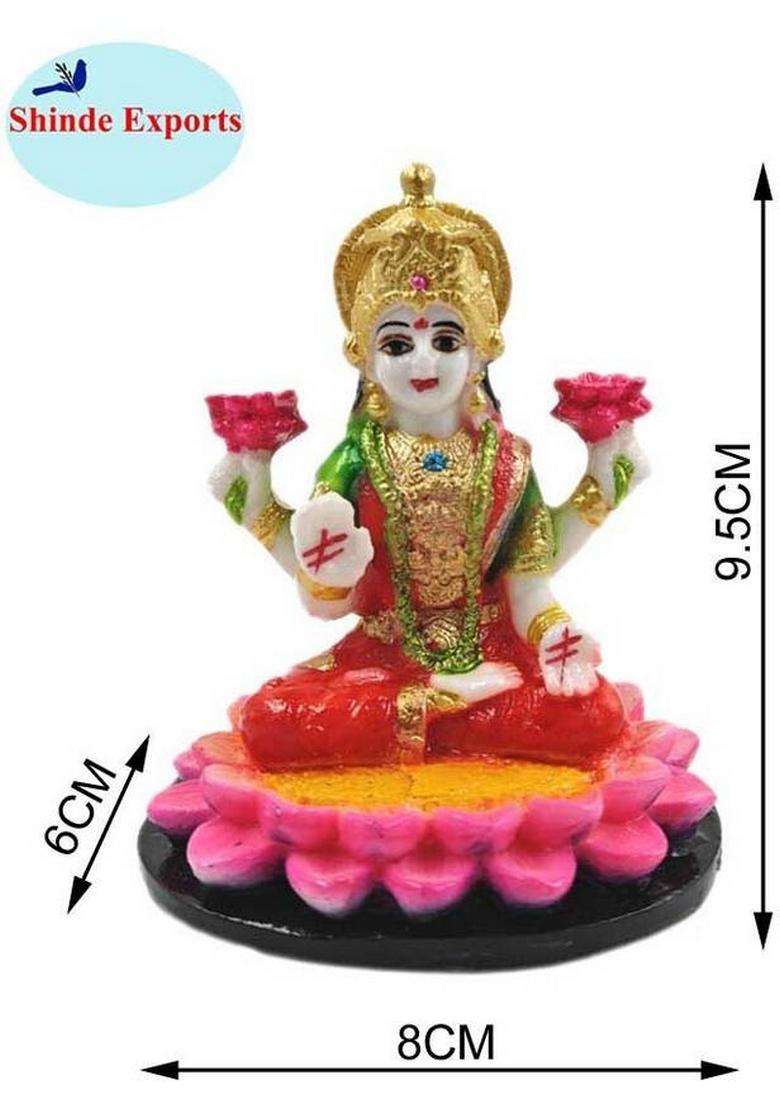 Shindde Exports Goddess Laxmi Devi Marble Murti Small Lakshmi Statue Idol For Home Pooja Decorative Showpiece - 9.5 Cm(Marble Multicolor) - Indya