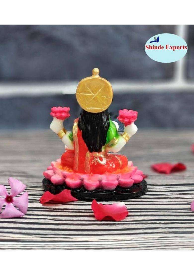 Shindde Exports Goddess Laxmi Devi Marble Murti Small Lakshmi Statue Idol For Home Pooja Decorative Showpiece - 9.5 Cm(Marble Multicolor) - Indya