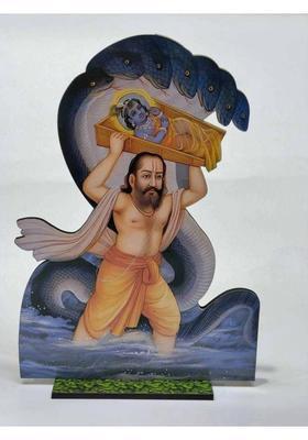 Aarshi Creation Vasudeva With Baby Krishna Figurine Divine Hindu God Statue Decorative Showpiece - 22 Cm(Wood Multicolor)