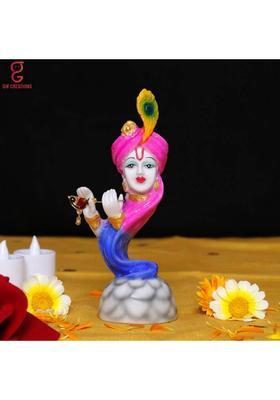 Gw Creations New Large Modern Design Flute Krishna-Turban Face/FigurinesDecorative Showpiece Decorative Showpiece - 17 Cm(Marble Multicolor)
