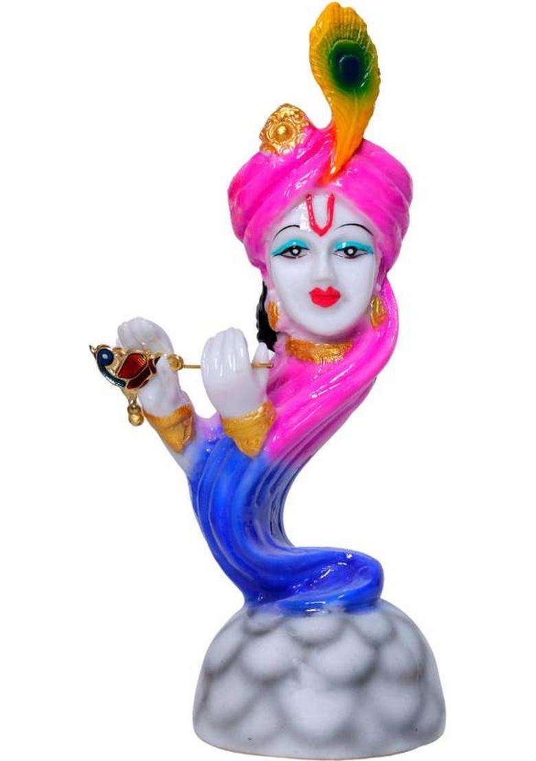 Gw Creations New Large Modern Design Flute Krishna-Turban Face/FigurinesDecorative Showpiece Decorative Showpiece - 17 Cm(Marble Multicolor) - Indya