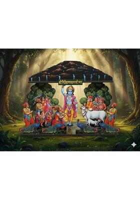 Pihu And Kush Creations Shri Govardhan Giriraj Ji 3D Model Home Temple Mandir & Festive Decorative Showpiece - 20 Cm(Wood Multicolor)