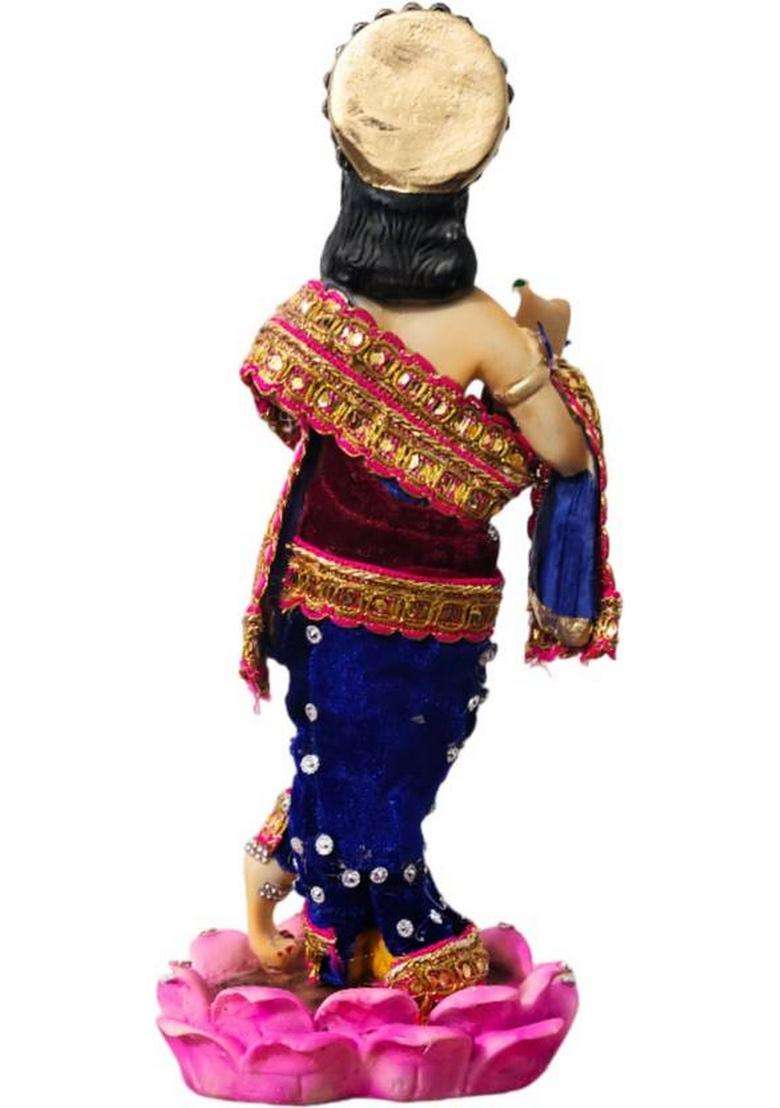 MarinerS Creation Krishna With Flute Standing On Lotus Showpiece Home DcorGifts Decorative Showpiece - 26 Cm(Resin Multicolor) - Indya