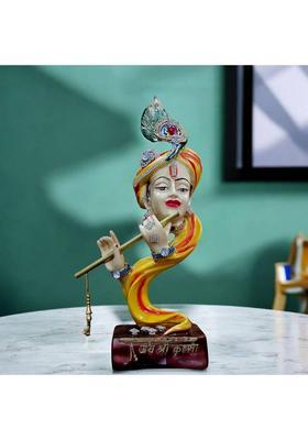 MarinerS Creation Krishna Statue With Metal Flute For Home Decor And Gift Showpiece Living Room Decorative Showpiece - 34.5 Cm(Resin Marble Multicolor)