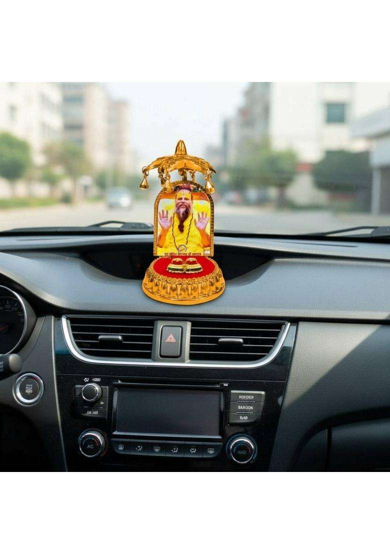 Divaura God Shri Premanand Maharaj Idol With Charan Paduka & Umbrella Chhatra Statue Decorative Showpiece - 10 Cm(Plastic Multicolor) - Indya