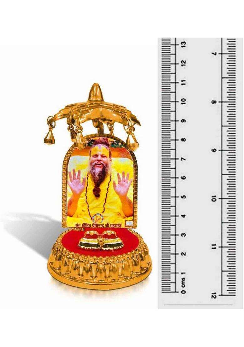 Divaura God Shri Premanand Maharaj Idol With Charan Paduka & Umbrella Chhatra Statue Decorative Showpiece - 10 Cm(Plastic Multicolor) - Indya