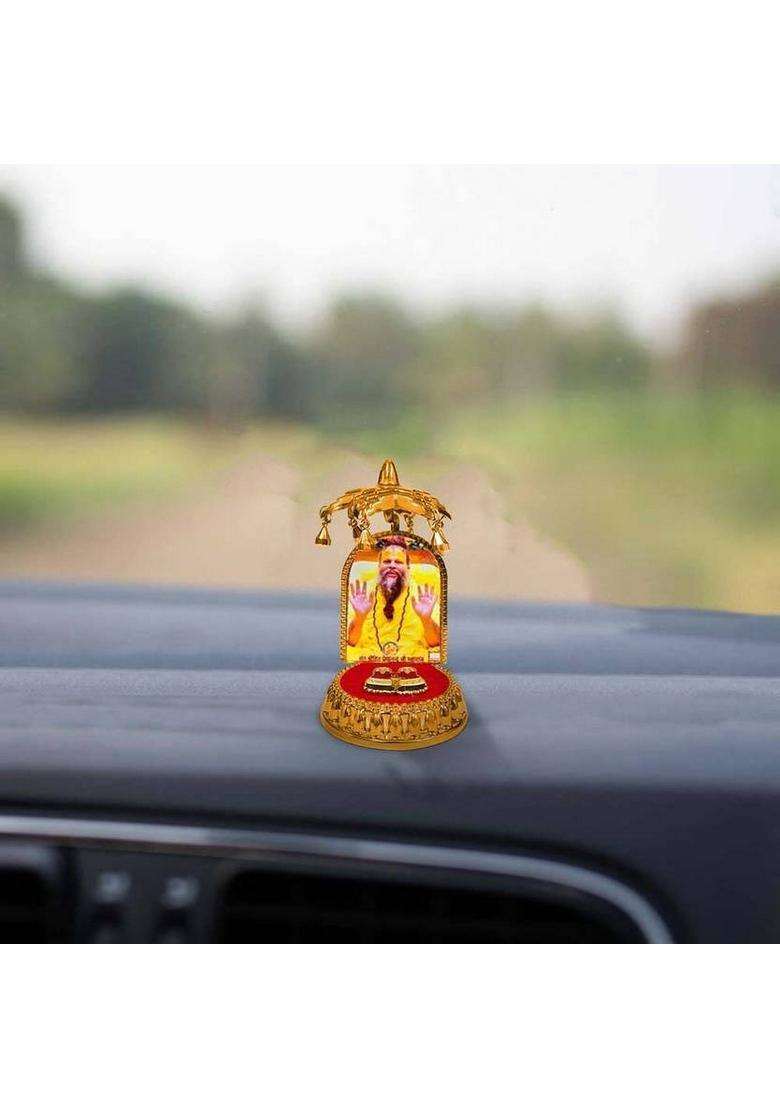 Divaura God Shri Premanand Maharaj Idol With Charan Paduka & Umbrella Chhatra Statue Decorative Showpiece - 10 Cm(Plastic Multicolor) - Indya