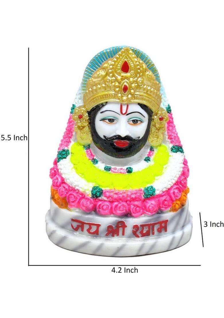 G Looks Khatu Shyam Marble Dust Statue/ Shyam Baba Statue For Home Temple 5.5 Inch Decorative Showpiece - 14 Cm(Polyresin Multicolor) - Indya