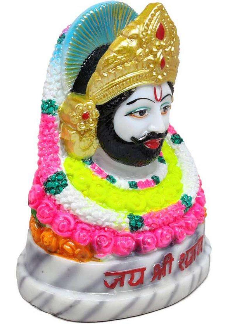 G Looks Khatu Shyam Marble Dust Statue/ Shyam Baba Statue For Home Temple 5.5 Inch Decorative Showpiece - 14 Cm(Polyresin Multicolor) - Indya