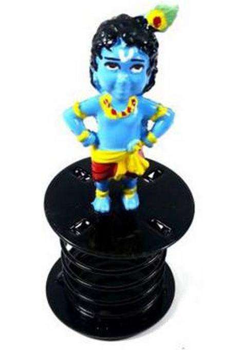 The Mufasa Lord Krishna/Kahana/Kanhaiya Standi Idol Car Dashboard Household Car Decor Spring Idol For Office Decor Or Jumping Idol Car Dashboard Trim Decorative Showpiece - 7 Cm(Polyresin Multicolor)