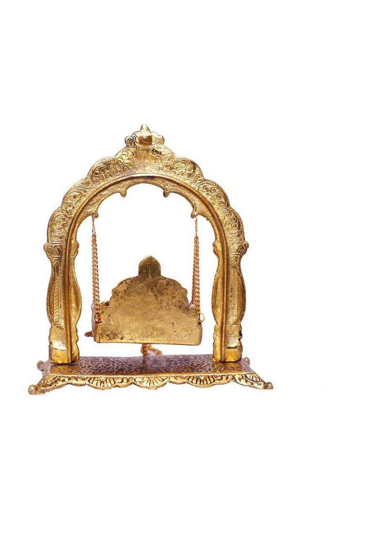 Kridaykraft Metal Laddu Gopal PalnaKrishna Jhula Metal Statue For Temple PoojaLaddu Gopal JhulaDecor Your Home &Religious Idol Gift ArticleShowpiece FigurinesGod Idol... Decorative Showpiece - 24.5 Cm(Metal Gold) - Indya