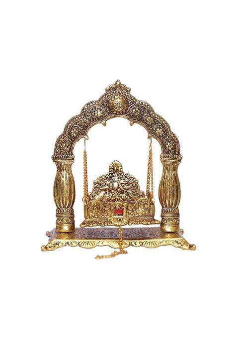 Kridaykraft Metal Laddu Gopal PalnaKrishna Jhula Metal Statue For Temple PoojaLaddu Gopal JhulaDecor Your Home &Religious Idol Gift ArticleShowpiece FigurinesGod Idol... Decorative Showpiece - 24.5 Cm(Metal Gold)