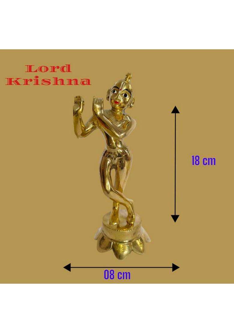 Shrinika Radha Krishna Idol Antique Radhakrishna Pair Lord Radha Krishna Statue Decorative Showpiece - 18 Cm(Brass Gold) - Indya