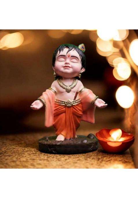 V Kraft Krishna Car Dashboard Showpiece Polyresin Divine Decor Car Accessories Decorative Showpiece - 10 Cm(Polyresin Multicolor)