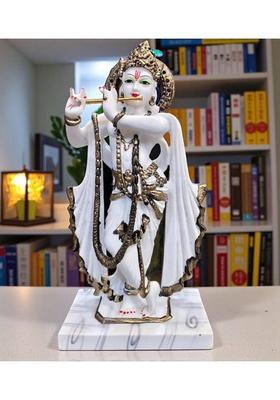 Srimaa Ventures Banke Bihari Krishna Ji With Playing Flute 14.5 Inch Big Marble Dust Idol Decorative Showpiece - 37 Cm(Marble Multicolor)