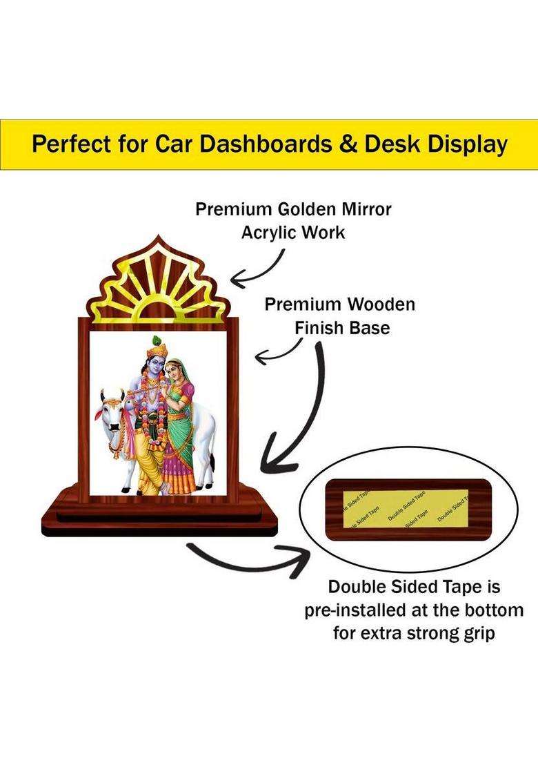 Giftsrange Krishna Mohan Murari Vaasudeva Kanha Car Dashboard Idol Decorative Showpiece - 10.5 Cm(Wood Multicolor) - Indya