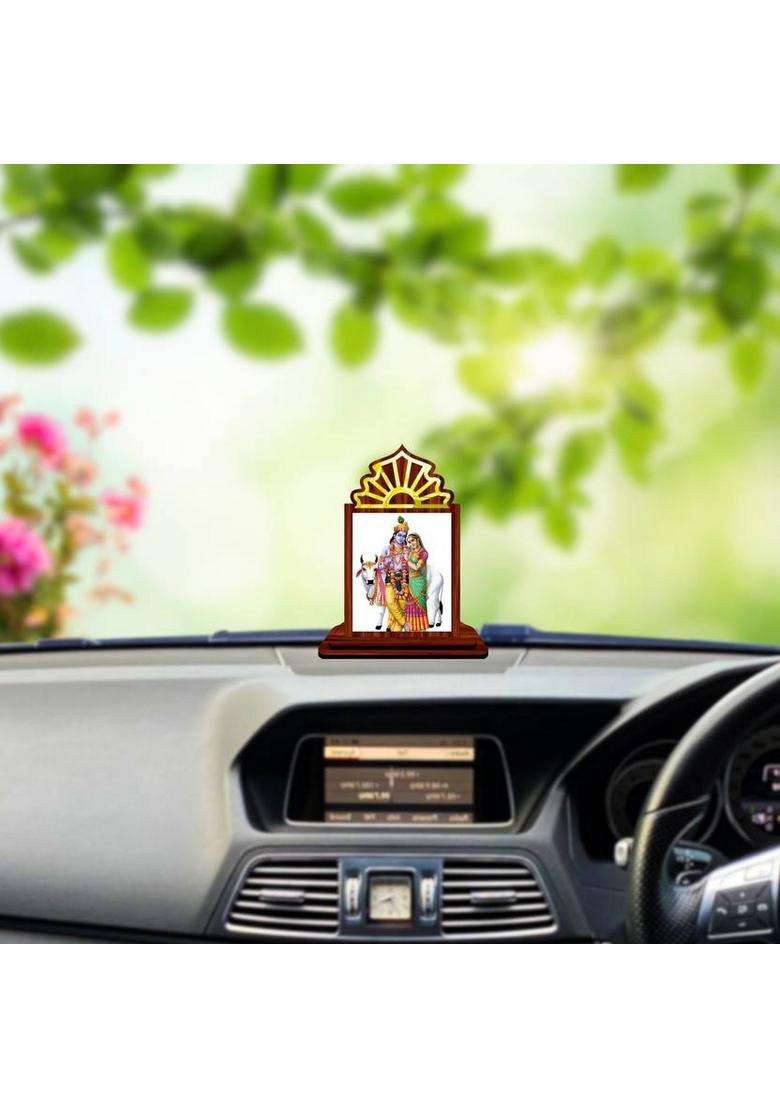 Giftsrange Krishna Mohan Murari Vaasudeva Kanha Car Dashboard Idol Decorative Showpiece - 10.5 Cm(Wood Multicolor) - Indya