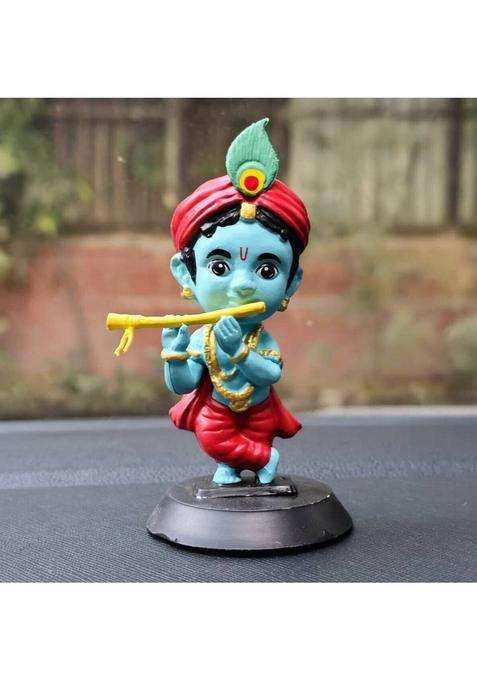 Rianz Lord Shree Krishna Ji Idol For Car Dashboard OfficeHome Decor Decorative Showpiece - 9.5 Cm(Polyvinyl Chloride Multicolor)