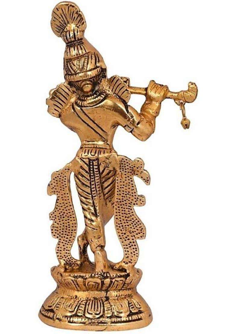 Anil Job Works Lord Krishna Statue Idol Kanhaiya Ji Murti Laddu Gopal Statue Thakur Ji Statue Home Figurine Krishna Janmashtami Gifts Decorative Showpiece - 22 Cm(Brass Gold) - Indya